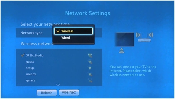 Samsung Smart TV Selecting Network