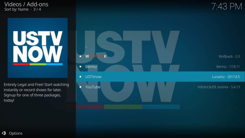 USTVNOW on Kodi