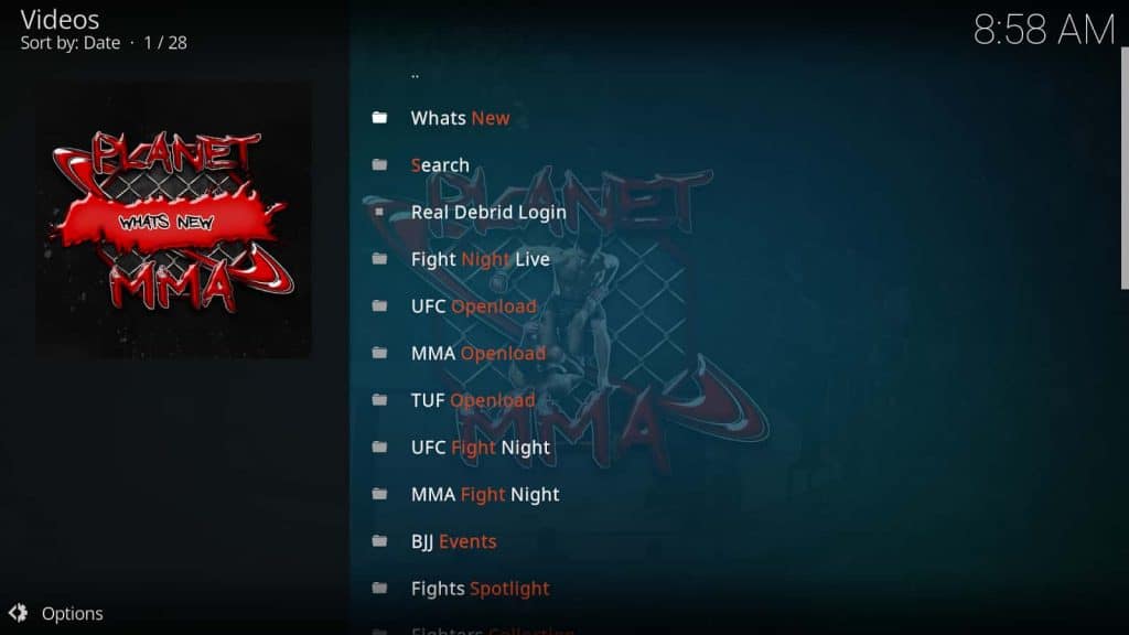 Planet MMA Kodi Add-on
