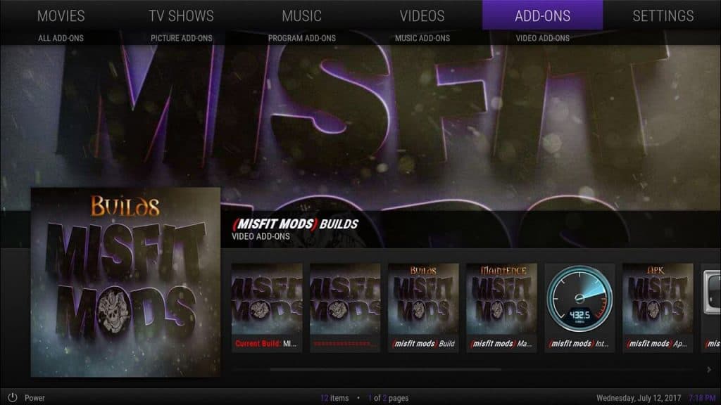 Kodi Misfit Mods Lite Build