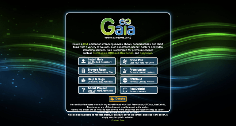 Gaia Kodi Addon