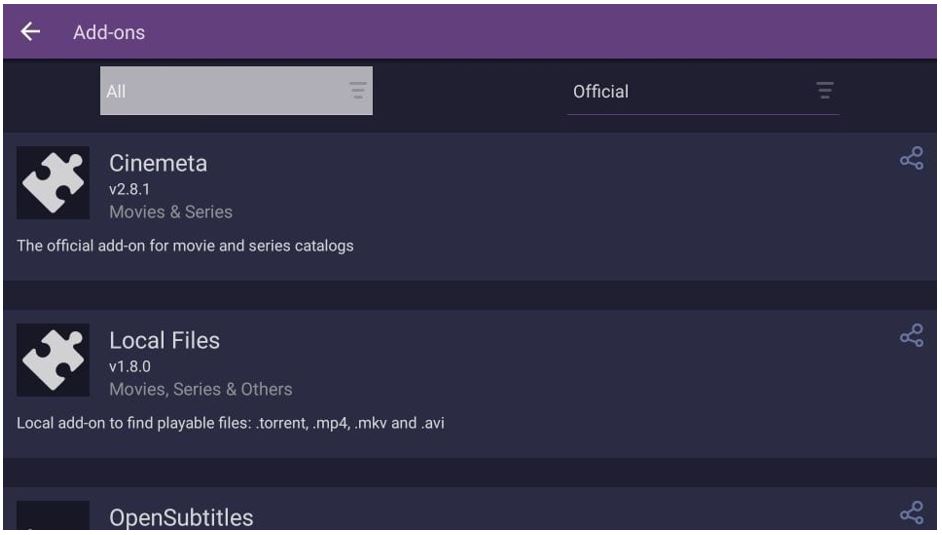 como instalar complementos stremio